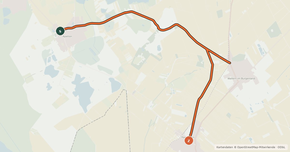 Kartenübersicht der Radroute Radweg Lange Lacke