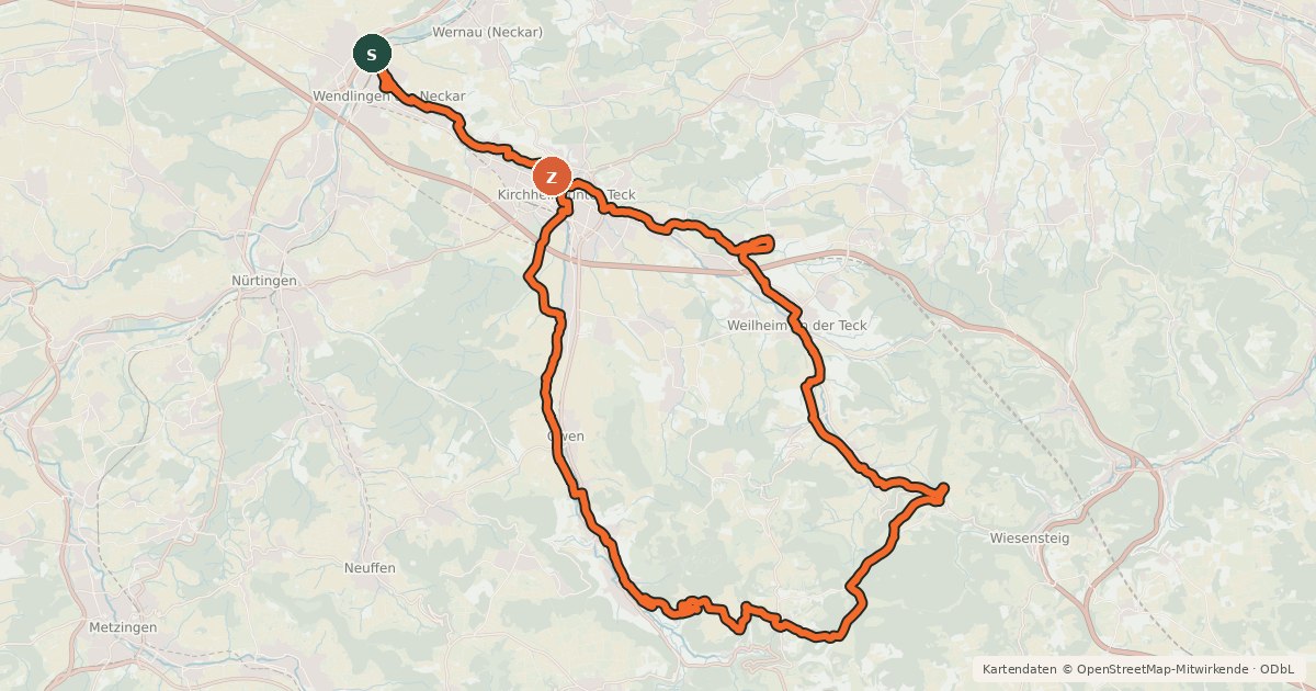 Kartenübersicht der Radroute Radweg Lauter Alb Lindach