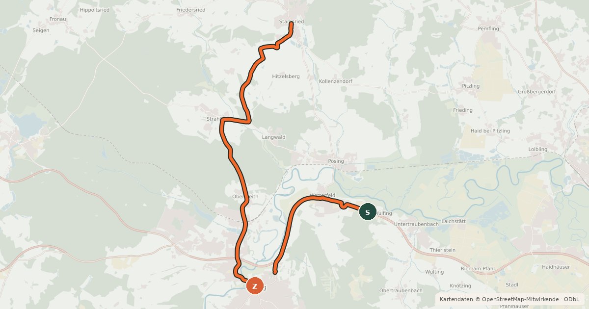 Kartenübersicht der Radroute Radweg Nr. 22