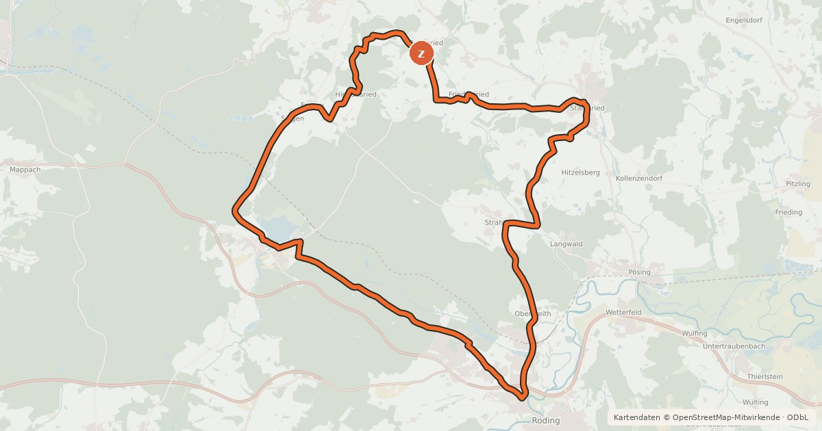 Kartenübersicht der Radroute Radweg Nr. 23
