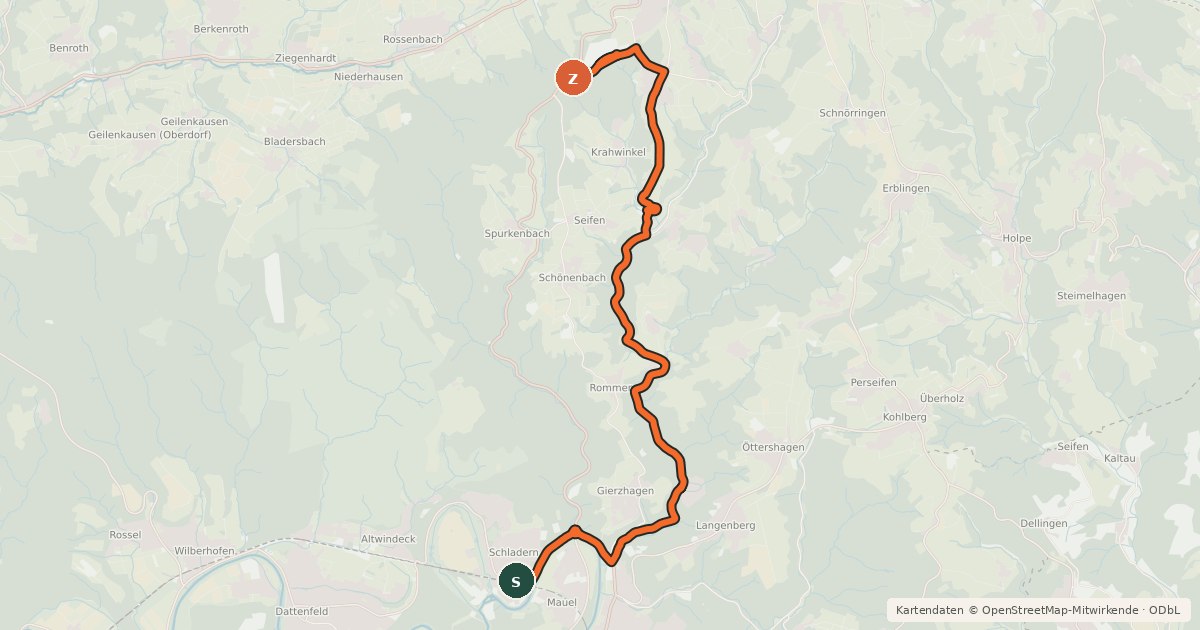 Kartenübersicht der Radroute Radweg Panarbora