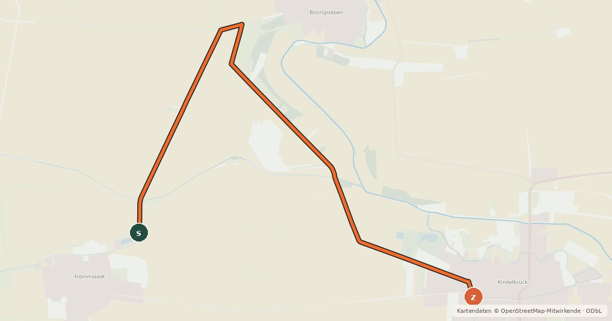Kartenübersicht der Radroute Radweg - Tour de Frömschdt