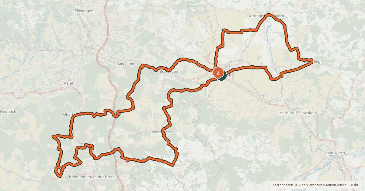 Kartenübersicht der Radroute Radweg von Krater zu Krater Ost