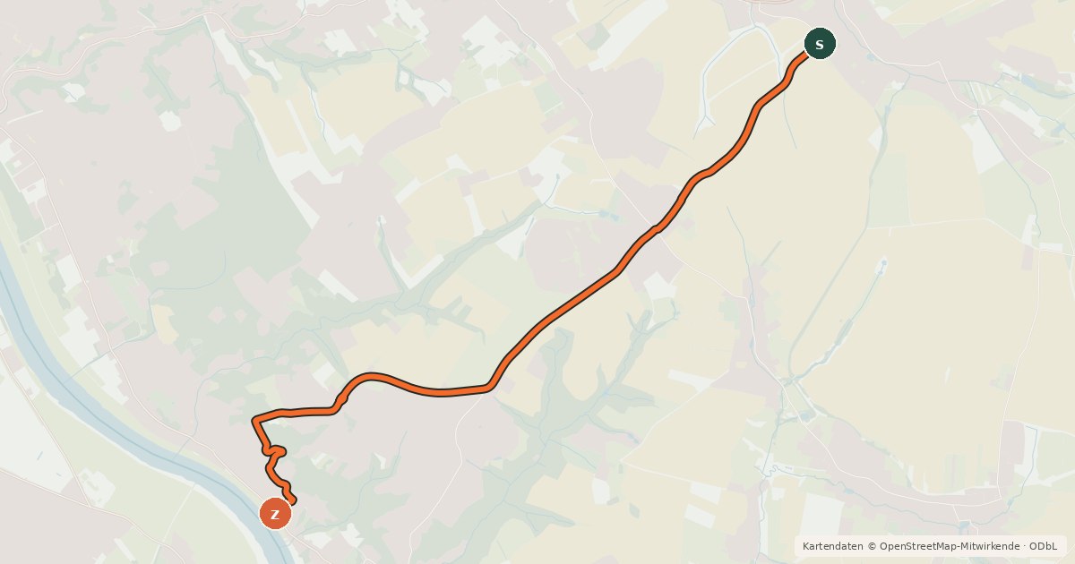 Kartenübersicht der Radroute Radweg Weißig - Wachwitz