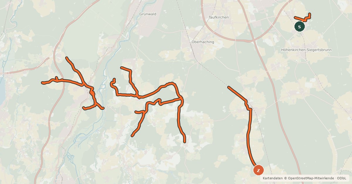 Kartenübersicht der Radroute Radwegenetz Landkreis München