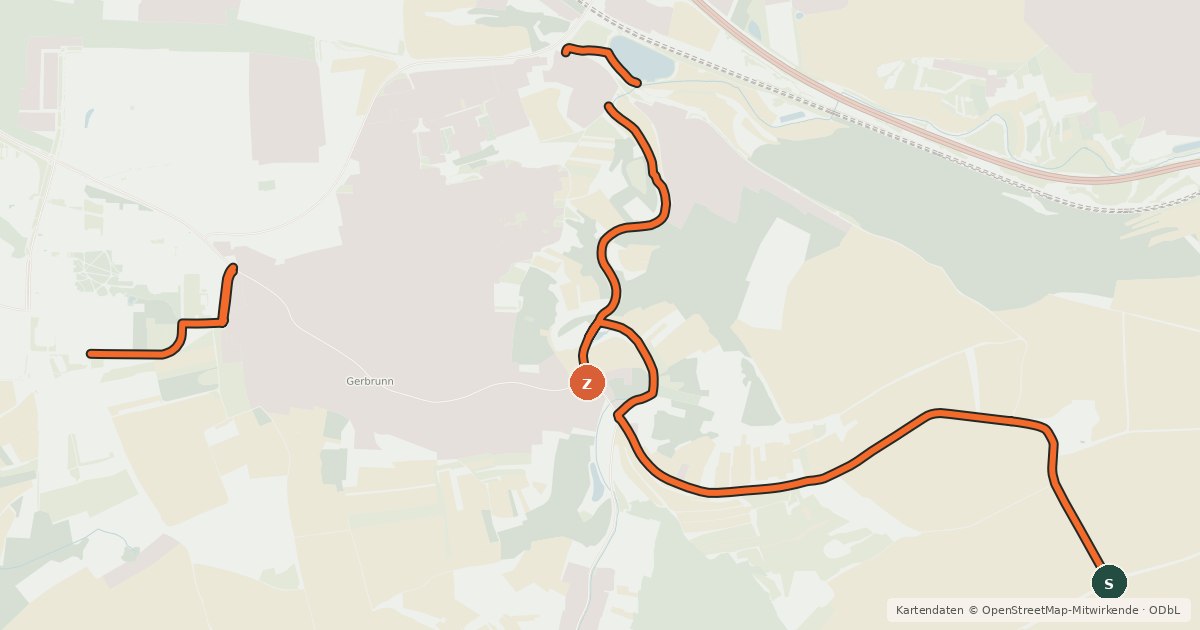 Kartenübersicht der Radroute Radwegenetzt Gerbrunn