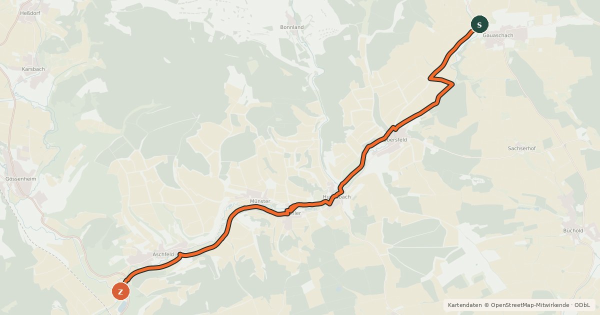 Kartenübersicht der Radroute Radwegnetz Main-Spessart