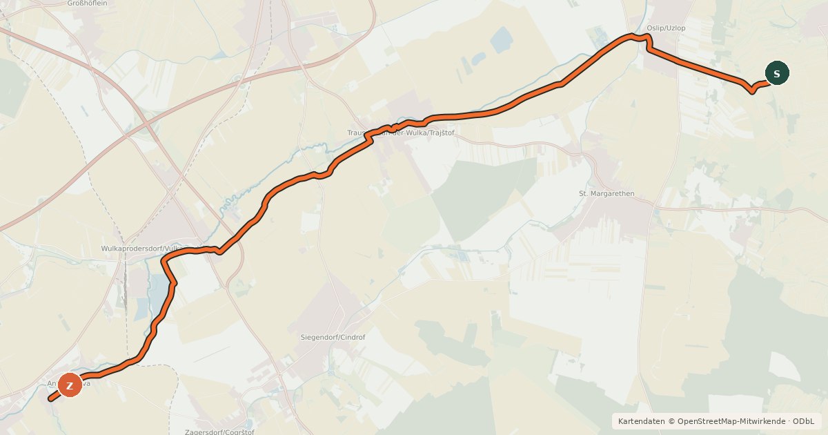 Kartenübersicht der Radroute Radwegverbindung Koglweg (B30)-Neusiedlerseeweg (B10)