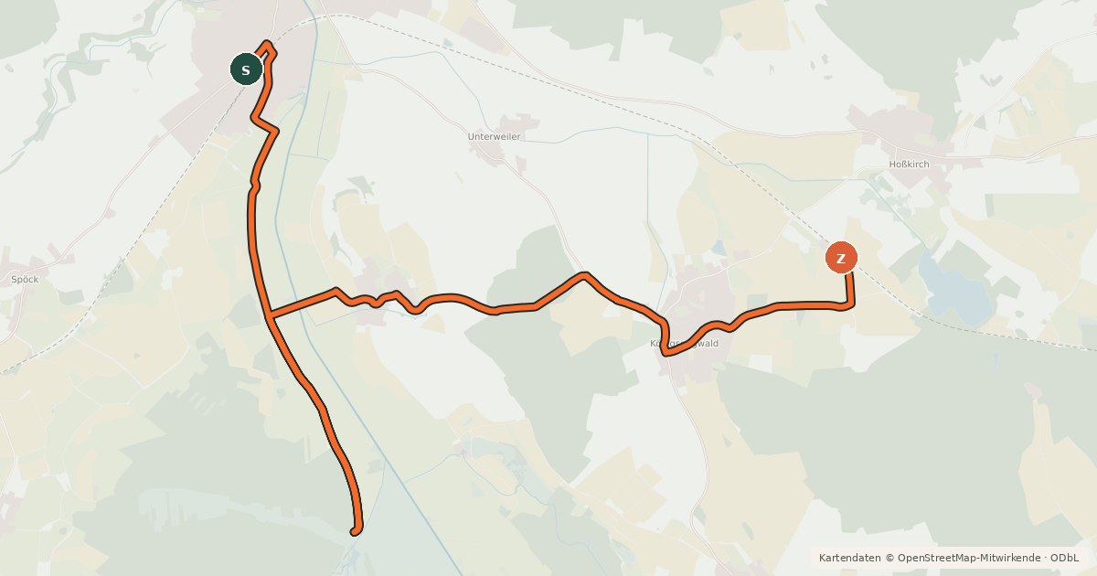 Kartenübersicht der Radroute Räuberweg