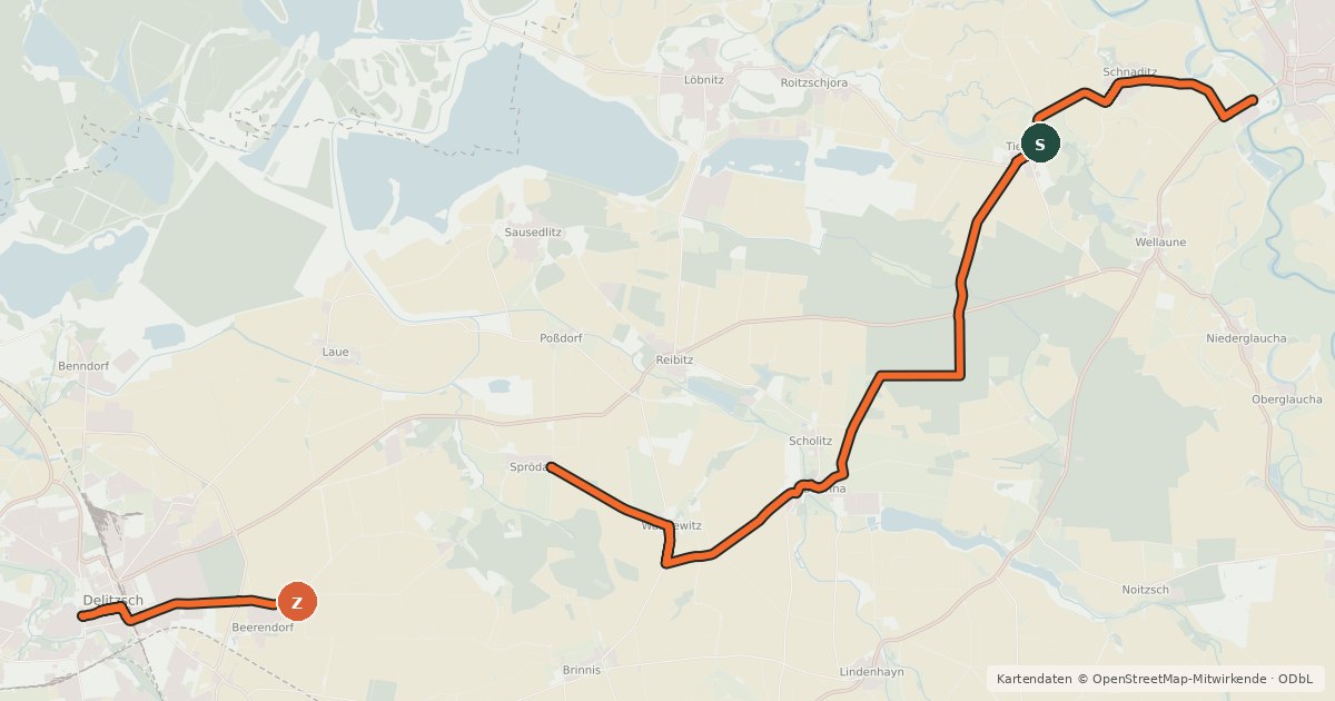 Kartenübersicht der Radroute Raiffeisen-Radwanderweg