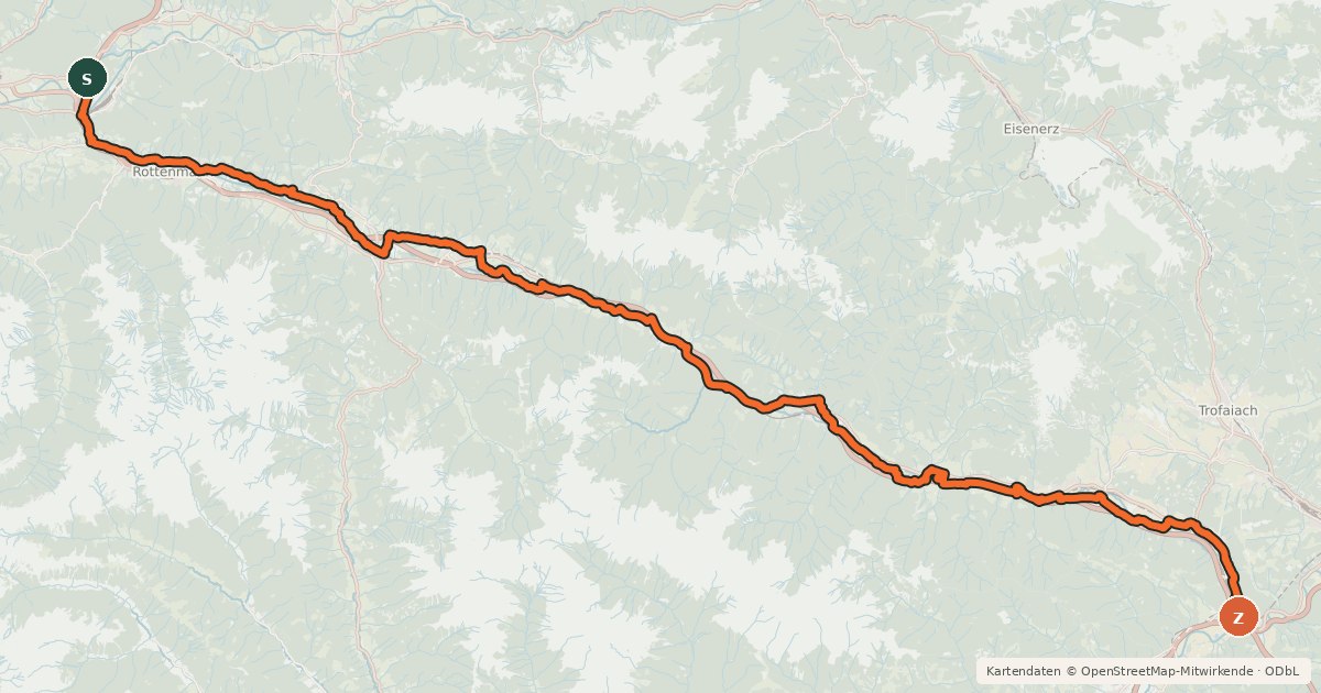 Kartenübersicht der Radroute Rastlandradweg