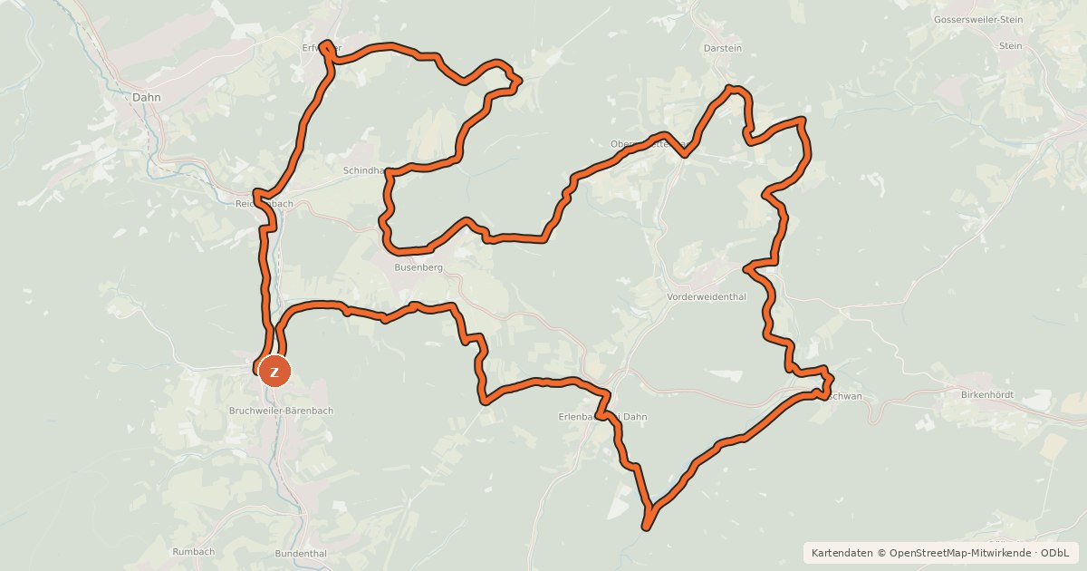 Kartenübersicht der Radroute Raubritter Radweg