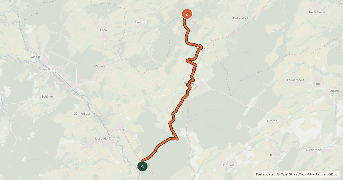 Kartenübersicht der Radroute Regio Rad Route Kyll-Ahr