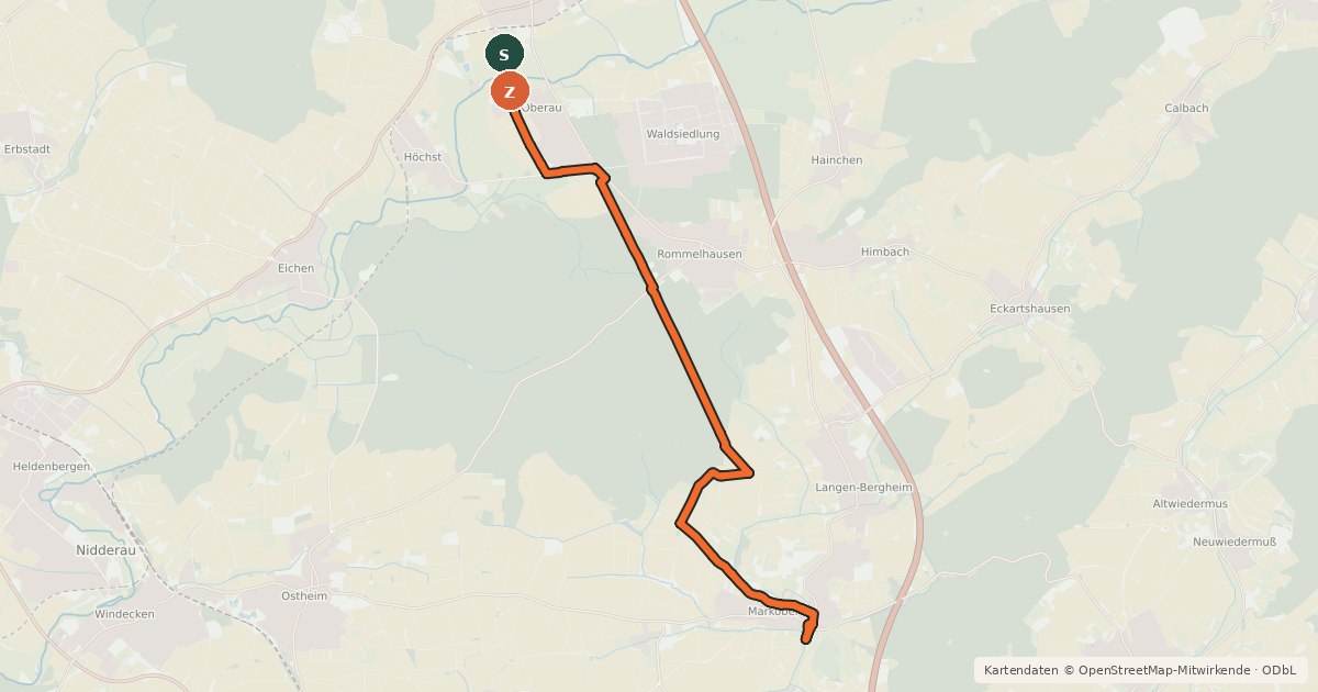Kartenübersicht der Radroute Regionalpark Limesroute