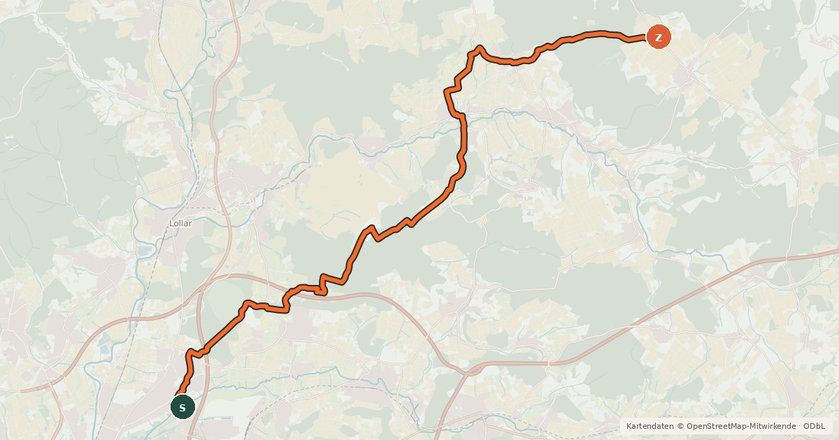 Kartenübersicht der Radroute Regionalweg 2 Gießen-Allendorf