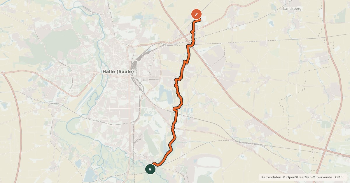Kartenübersicht der Radroute Reideradweg