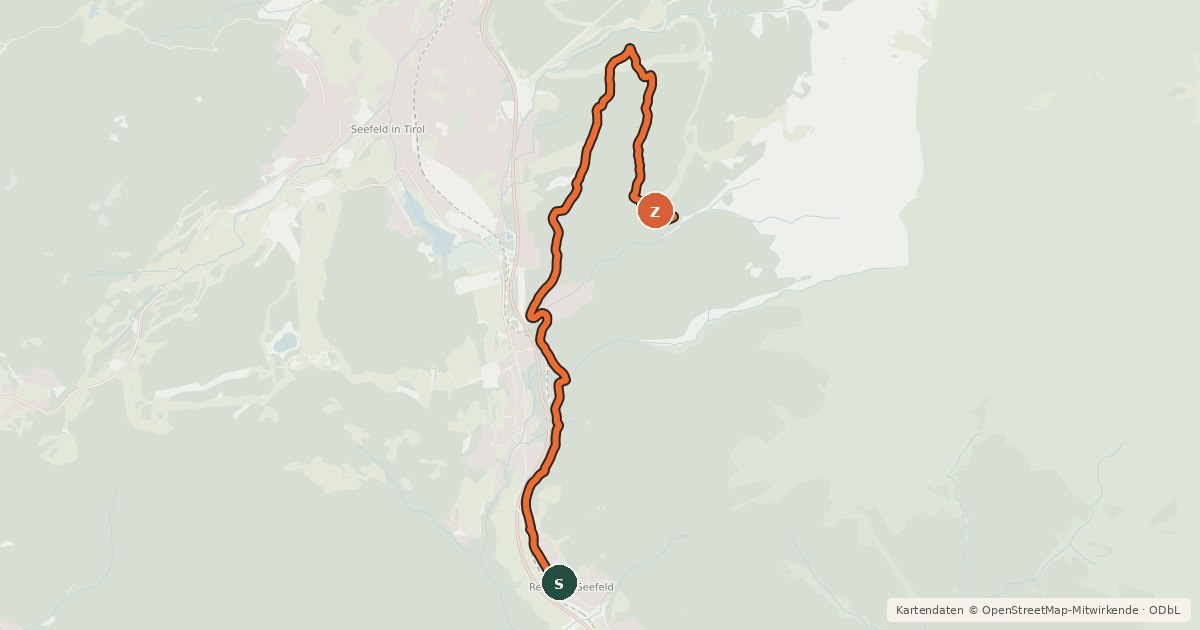 Kartenübersicht der Radroute Reitherjoch Alm