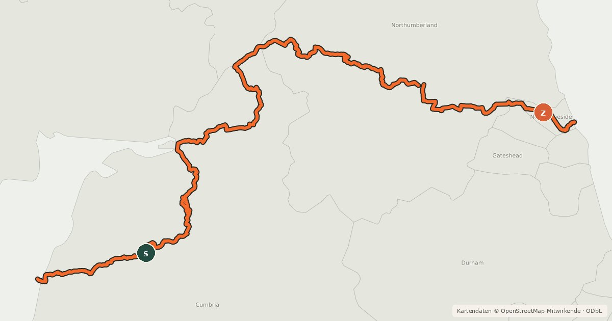 Kartenübersicht der Radroute Reivers' Route