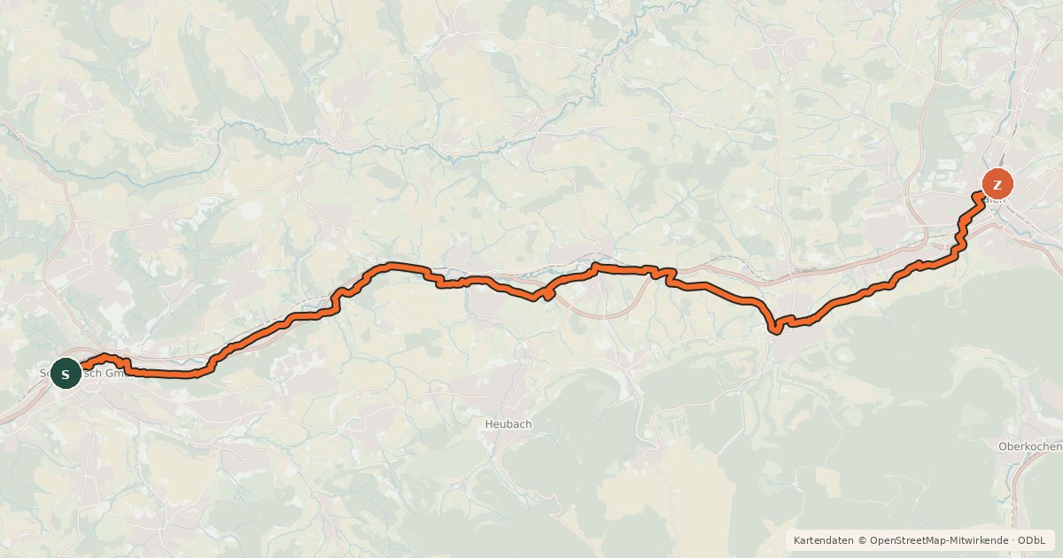 Kartenübersicht der Radroute Remstal-Radweg Etappe 4