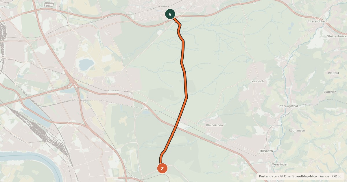 Kartenübersicht der Radroute Rennweg