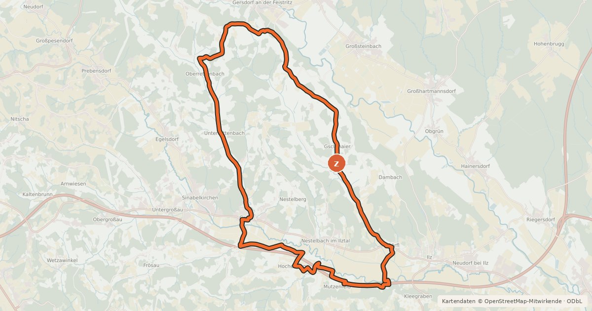 Kartenübersicht der Radroute Rettenbachtour