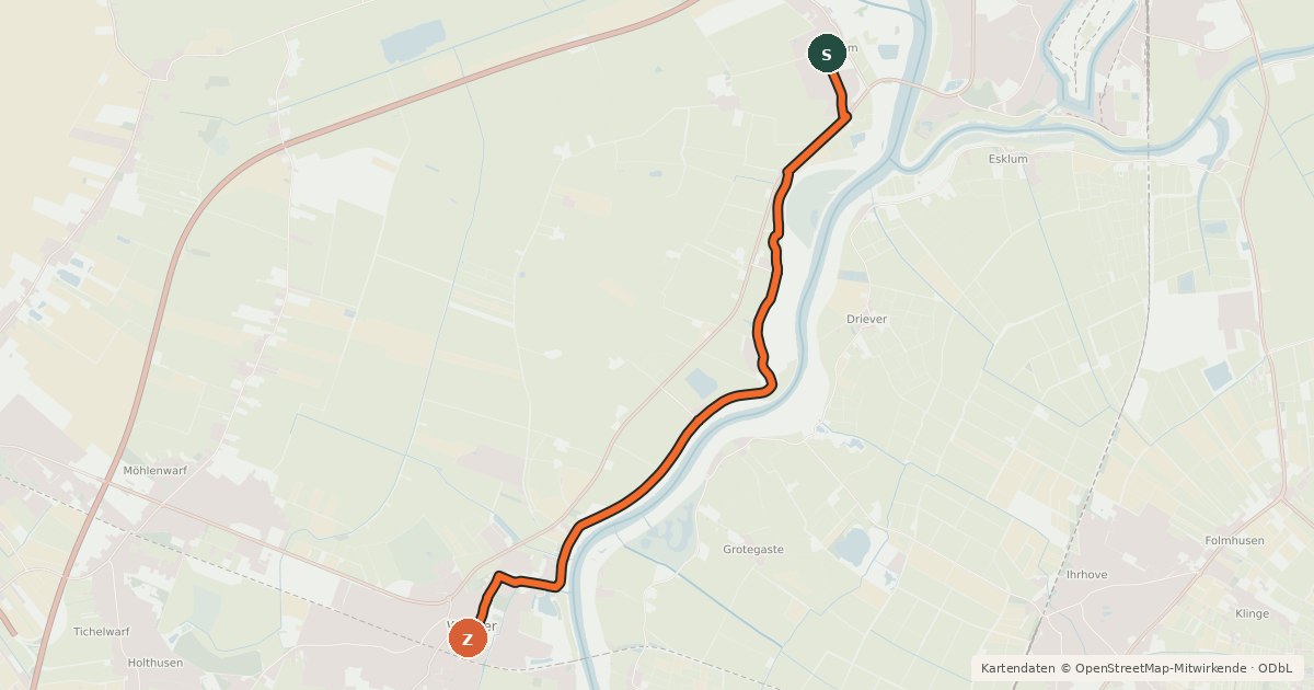 Kartenübersicht der Radroute Rheiderland 10