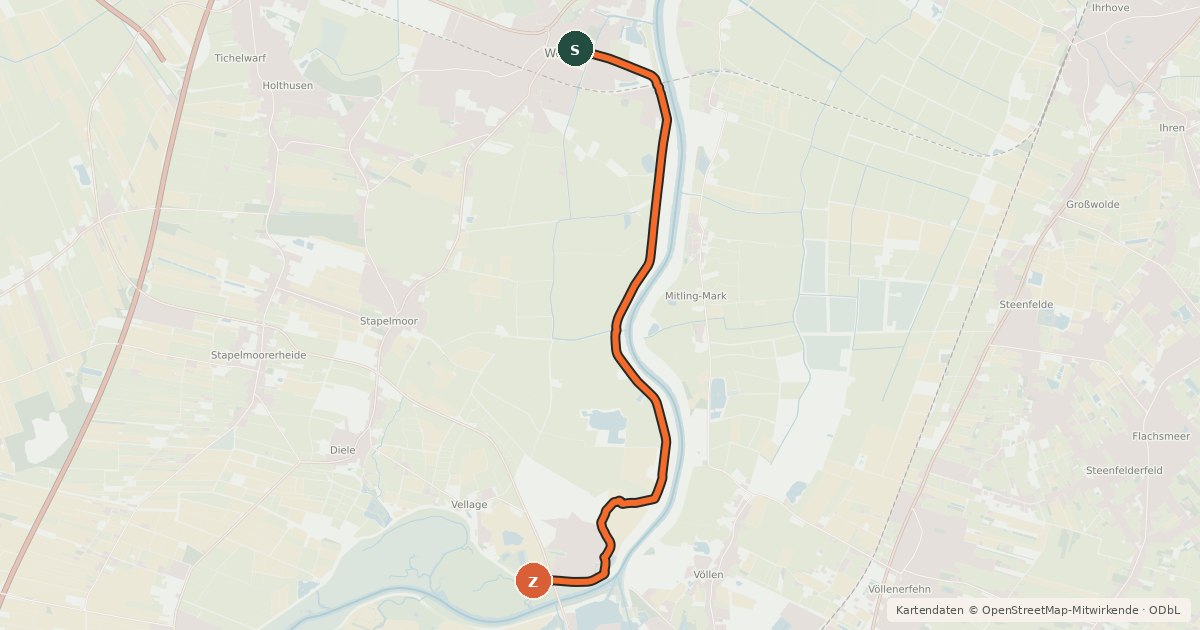 Kartenübersicht der Radroute Rheiderland 9