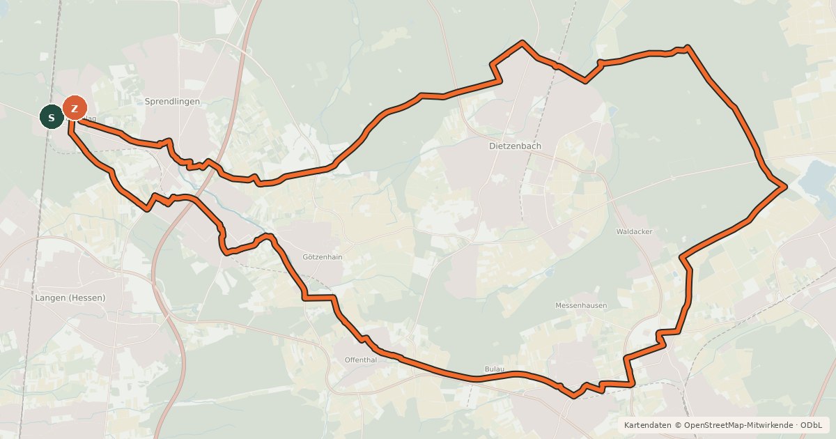 Kartenübersicht der Radroute Rhein-Main-Vergnügen Route 1