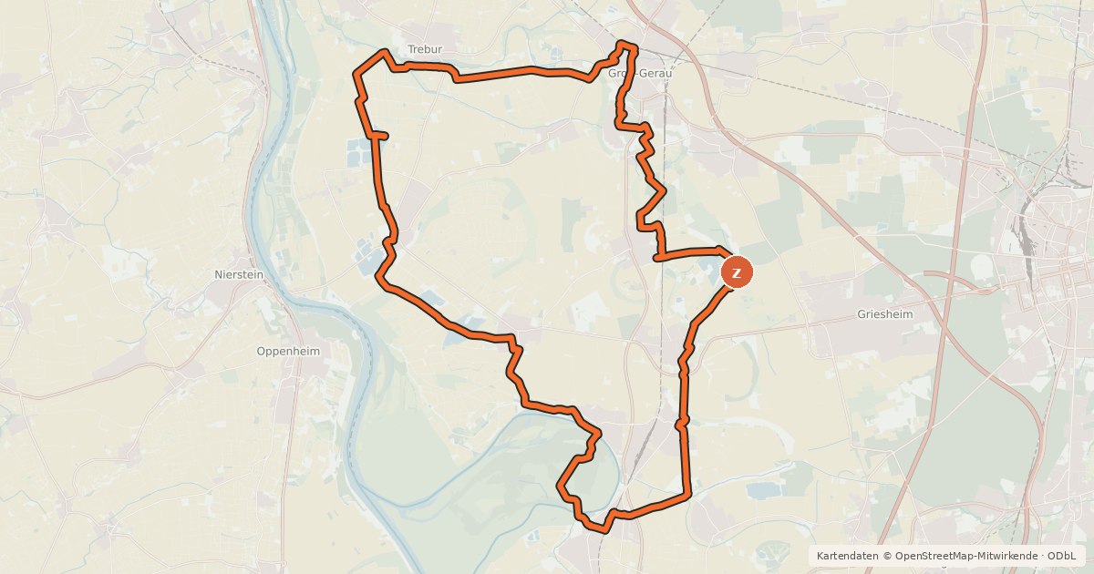 Kartenübersicht der Radroute Rhein-Main-Vergnügen Route 10