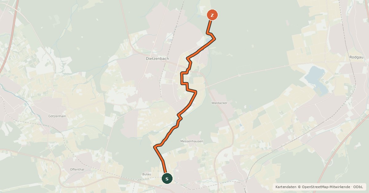 Kartenübersicht der Radroute Rhein-Main-Vergnügen Route 1a