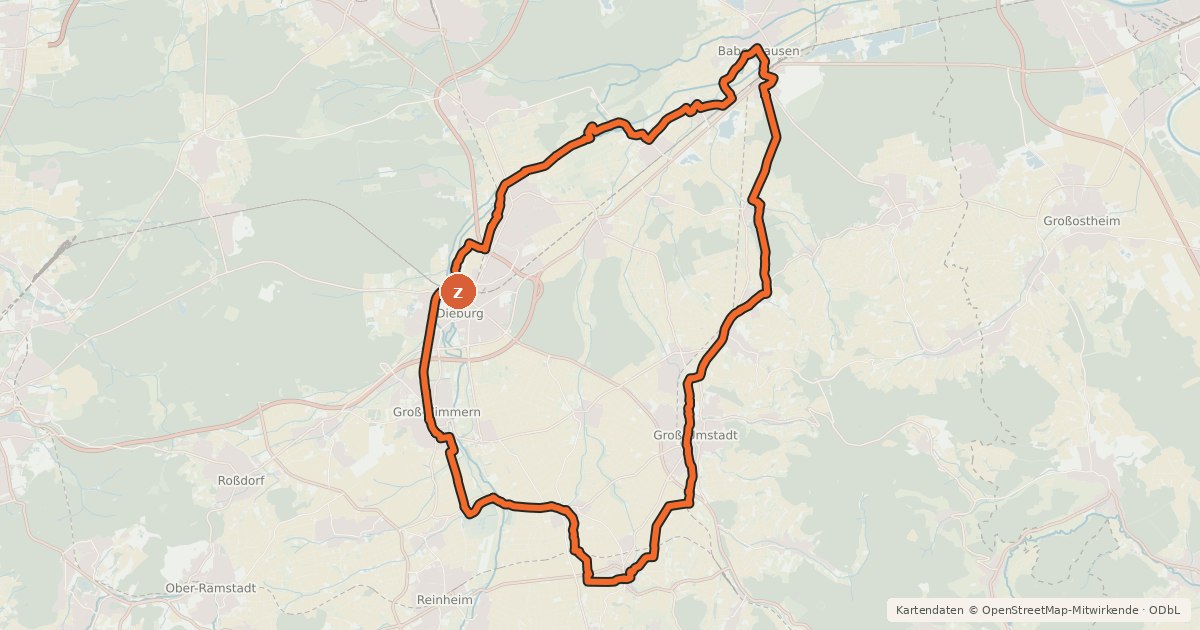 Kartenübersicht der Radroute Rhein-Main-Vergnügen Route 5