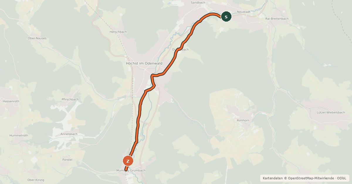 Kartenübersicht der Radroute Rhein-Main-Vergnügen Route 7
