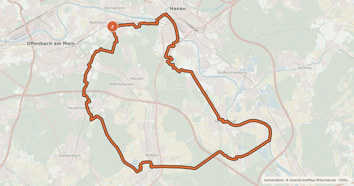 Kartenübersicht der Radroute Rhein-Main-Vergnügen Route 9