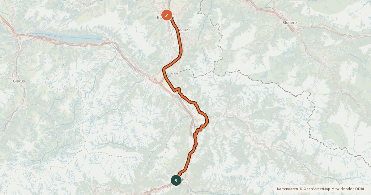 Kartenübersicht der Radroute Rhein-Route