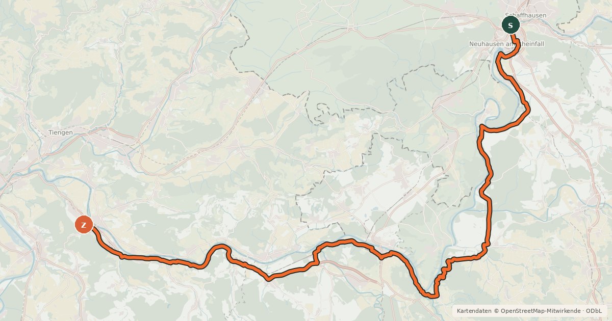 Kartenübersicht der Radroute Rhein-Route