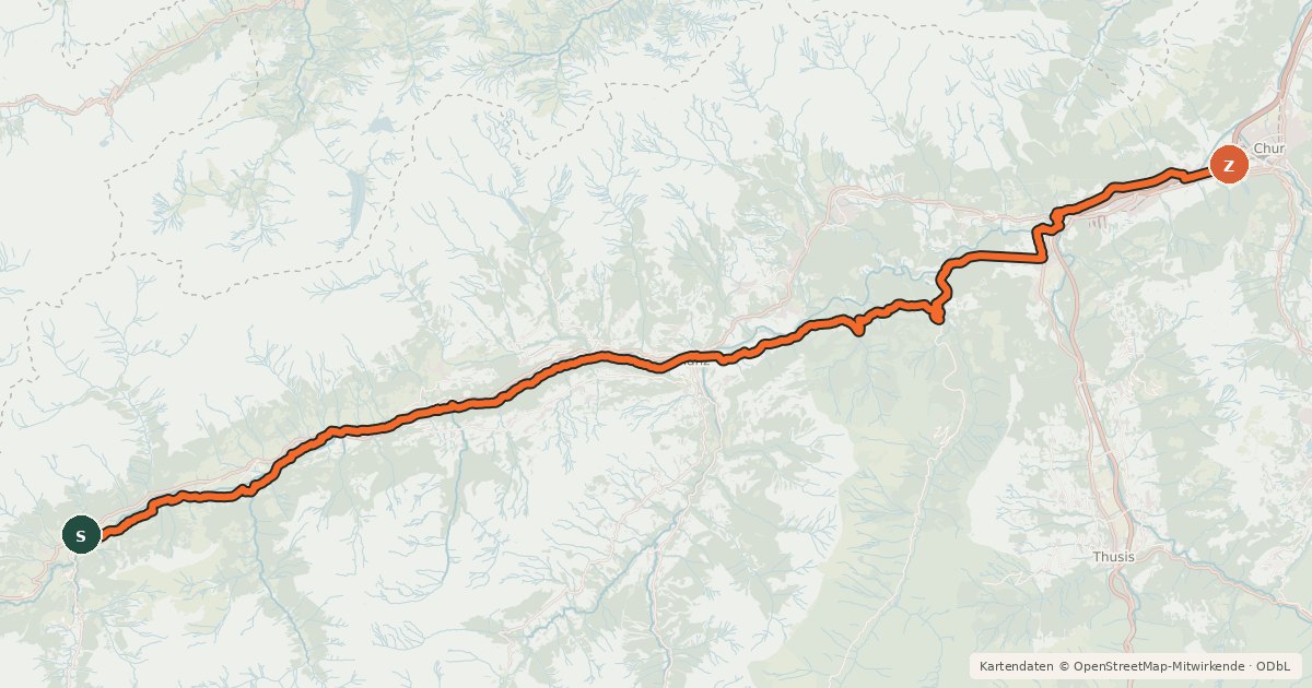 Kartenübersicht der Radroute Rhein-Route