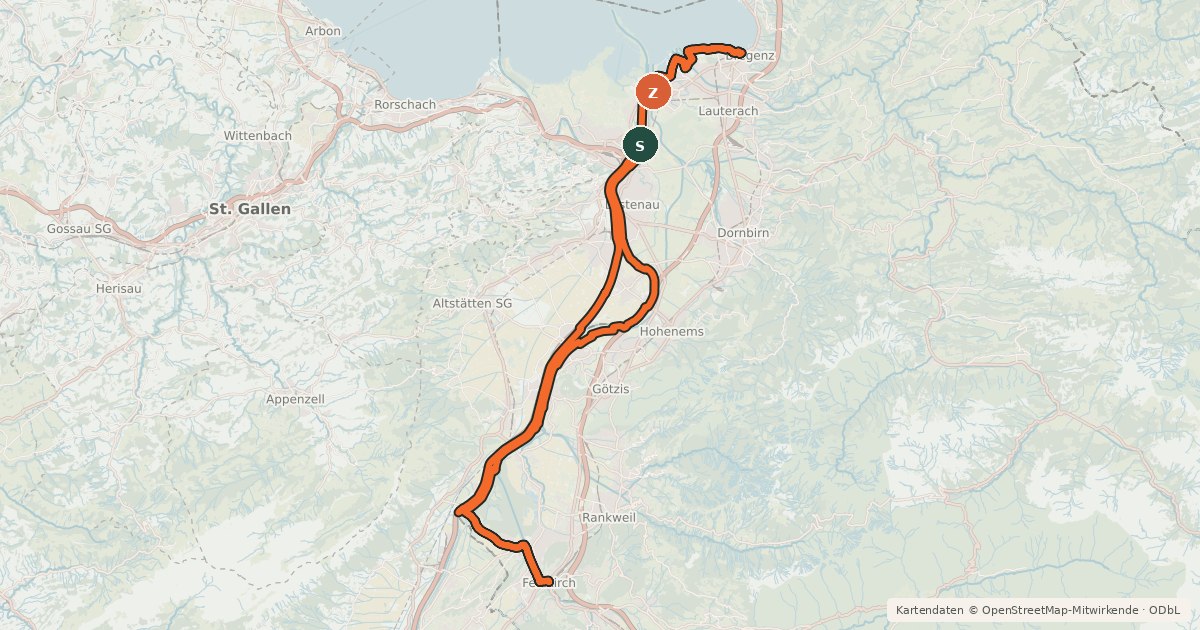 Kartenübersicht der Radroute Rhein Rückenwind – Tour