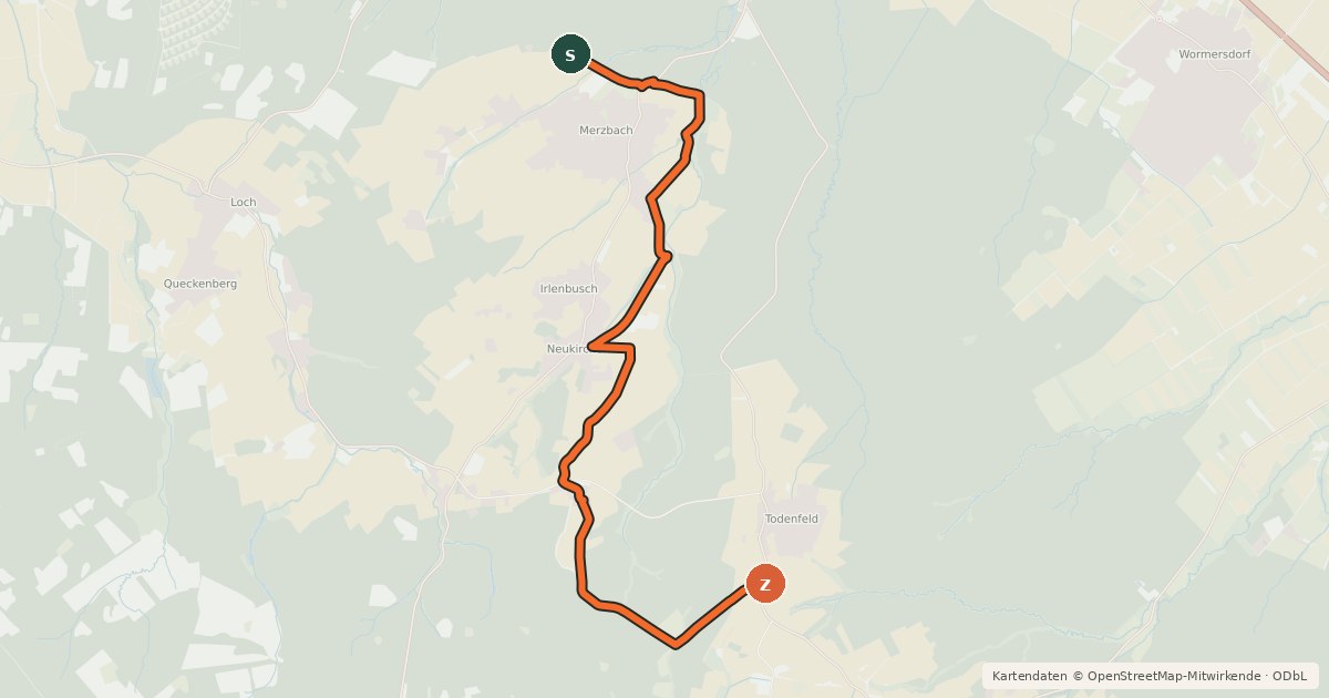 Kartenübersicht der Radroute Rheinbach (14) - Rheinbach (21)