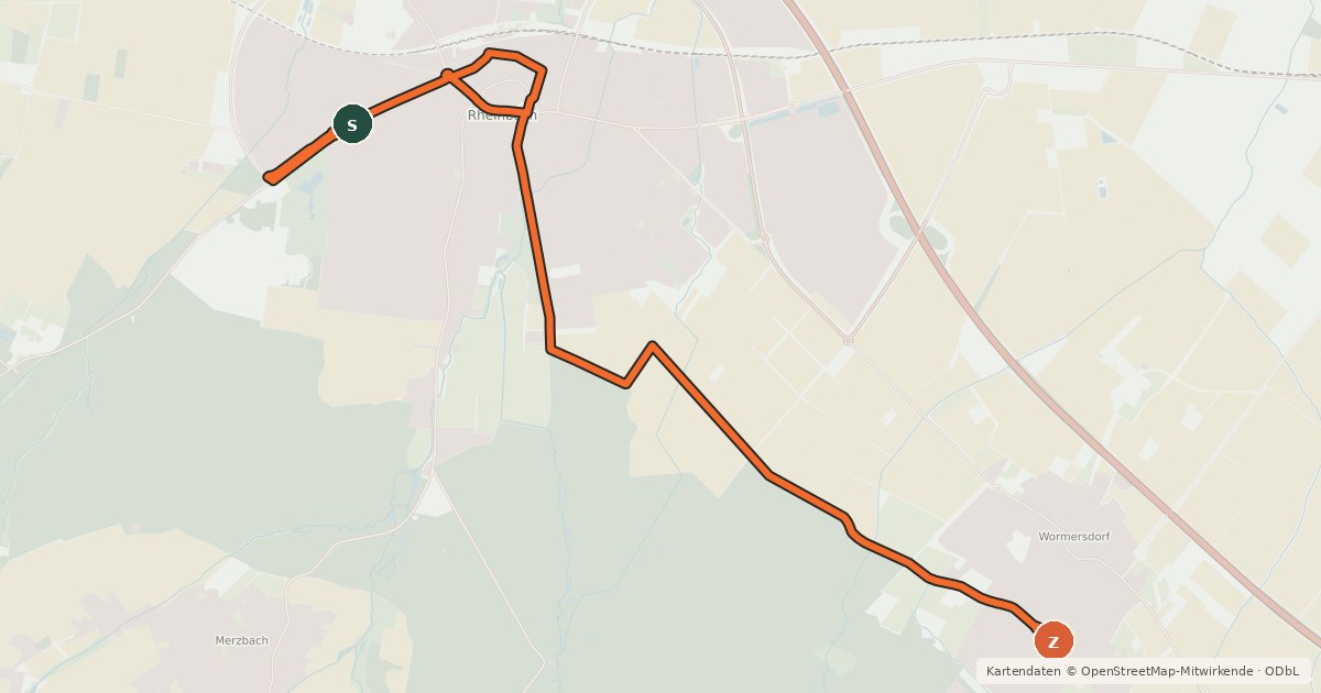 Kartenübersicht der Radroute Rheinbach (88) - Rheinbach Wormersdorf (89)