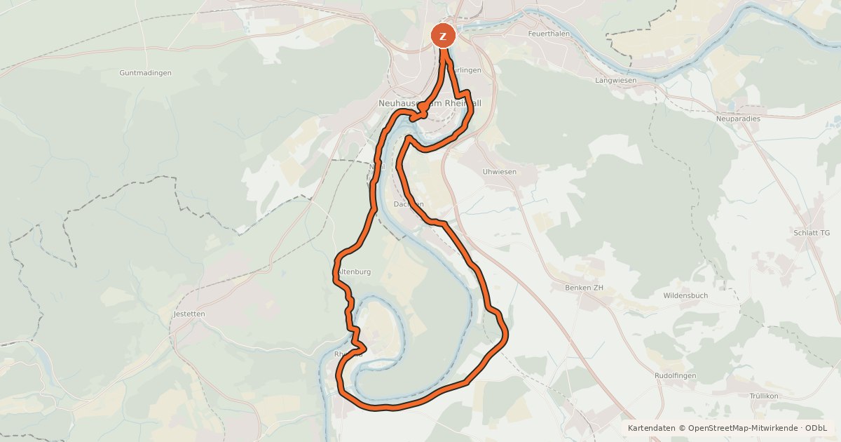 Kartenübersicht der Radroute Rheinfall-Route