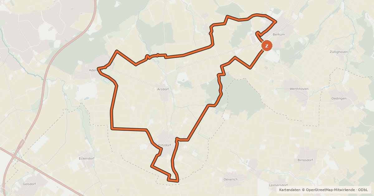 Kartenübersicht der Radroute Rheinische Apfelroute - Schleife Wachtberg