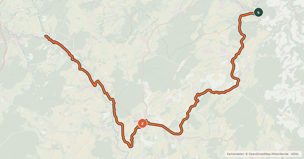Kartenübersicht der Radroute Rheinland-Pfalz Radroute (Landkreis Vulkaneifel)