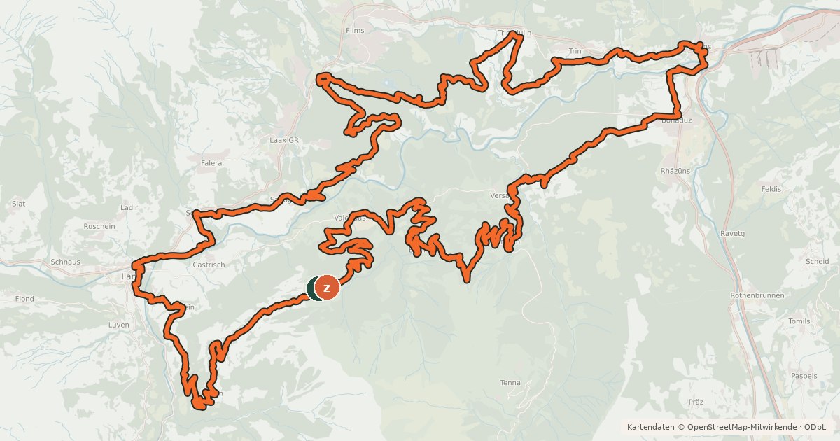 Kartenübersicht der Radroute Rheinschluchttour
