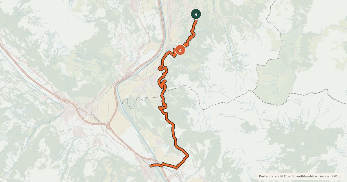 Kartenübersicht der Radroute Rheintal Bike