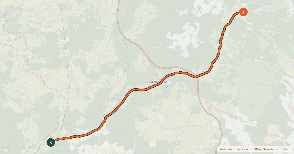 Kartenübersicht der Radroute Rhönexpress Bahn-Radweg