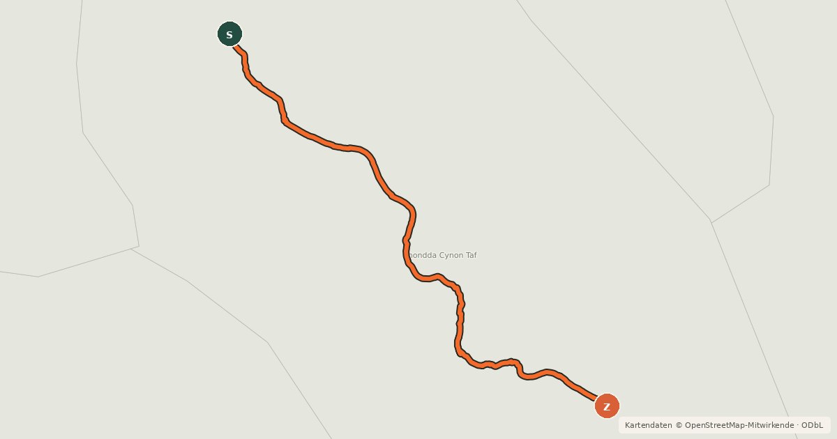 Kartenübersicht der Radroute Rhondda Fach Trail