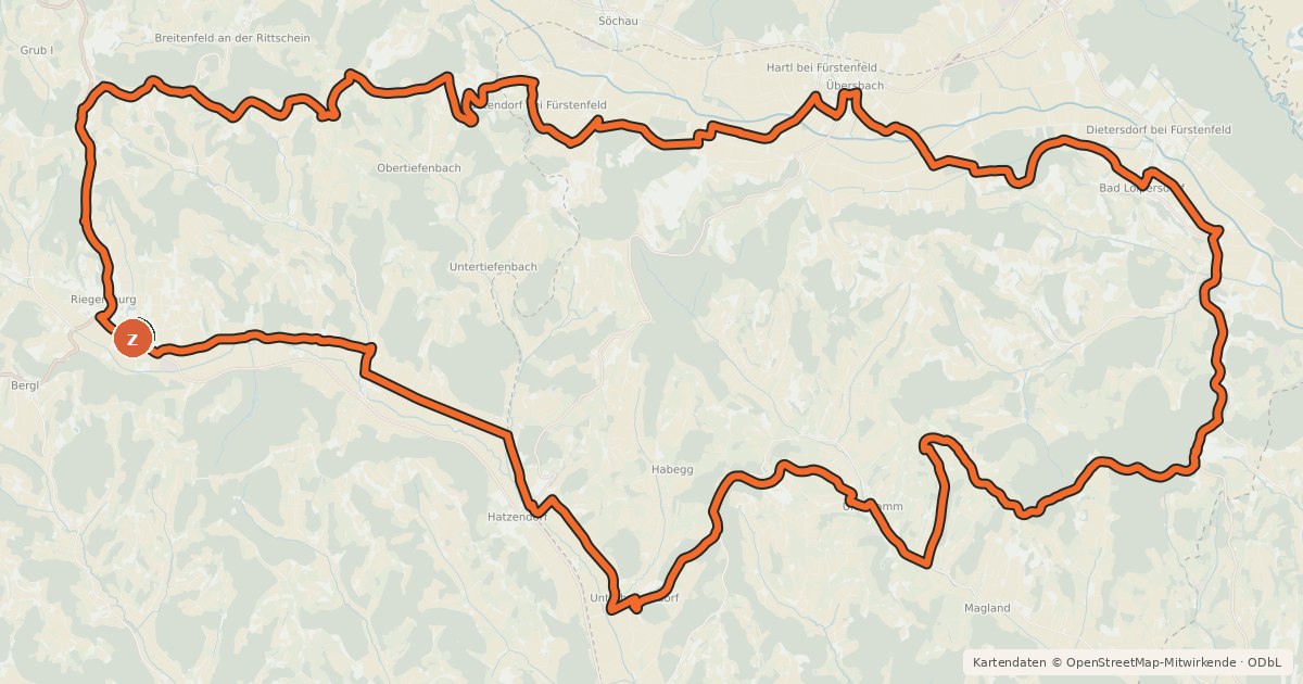 Kartenübersicht der Radroute Riegersburgtour