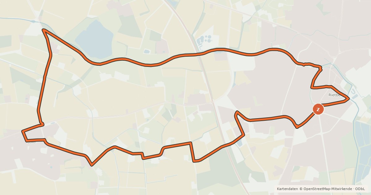 Kartenübersicht der Radroute Rietberg-Bokel (Sieben Mal sympathisch)