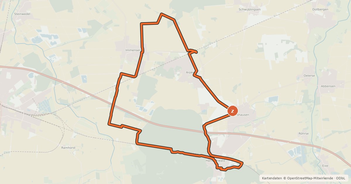 Kartenübersicht der Radroute Ring 3 Lehrte