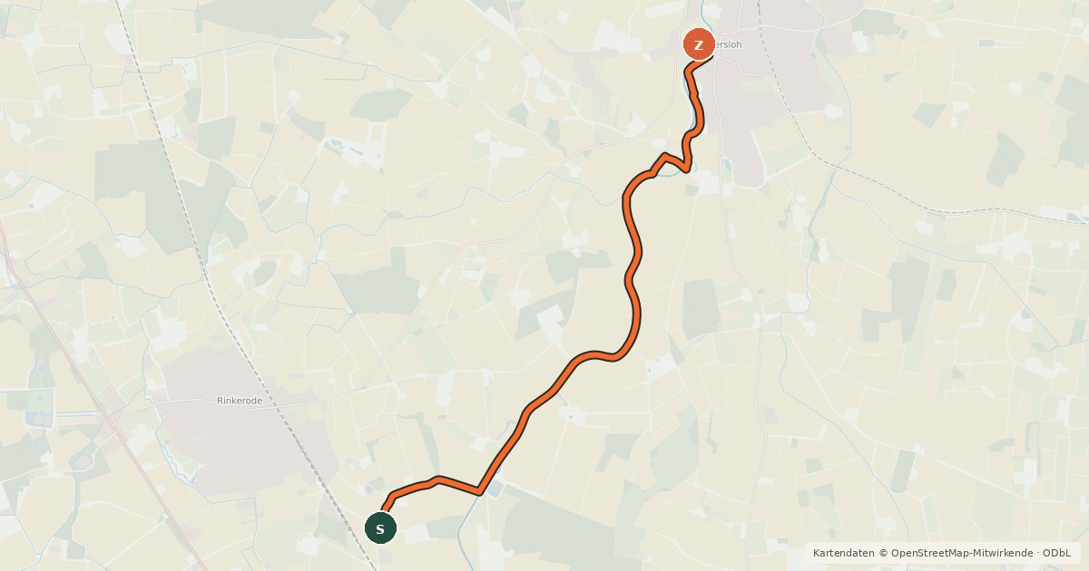 Kartenübersicht der Radroute Rinkerode (2) - Angelmodde (47)
